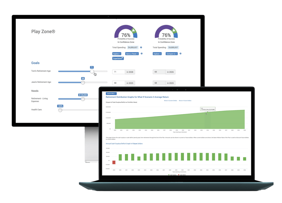 Data displayed on 2 screens, a mockup